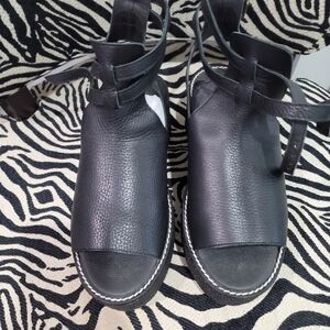 Free People Black Leather PlatformSandals
